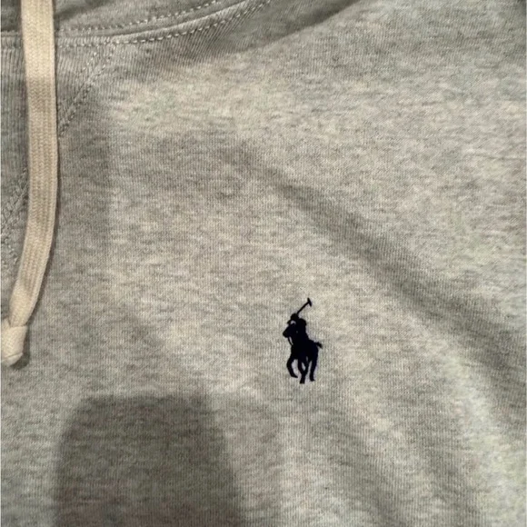 Ralph Lauren Light Gray Hooded Sweatshirt with Polo Pony - Picture 2 of 3